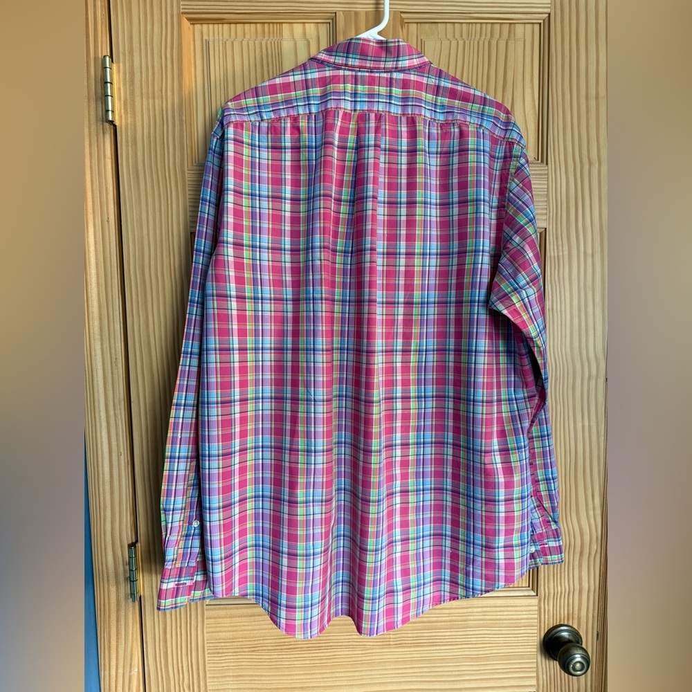 Ralph Lauren Men's Pink Vibrant Plaid Button-Down Long Sleeve Shirt Size XL - Picture 5 of 7